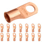 2/0 AWG (00 Gauge) 1/2" Stud, Bare Copper Battery Cable Ends, Wire Lugs, Heavy Duty, MD2012U