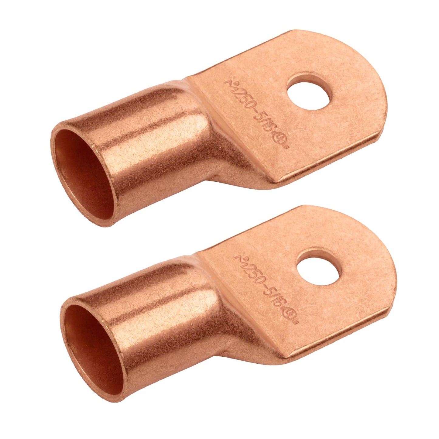 250 MCM, 5/16" Stud, Bare Copper Battery Cable Ends, Wire Lugs, Heavy Duty, MD25056U