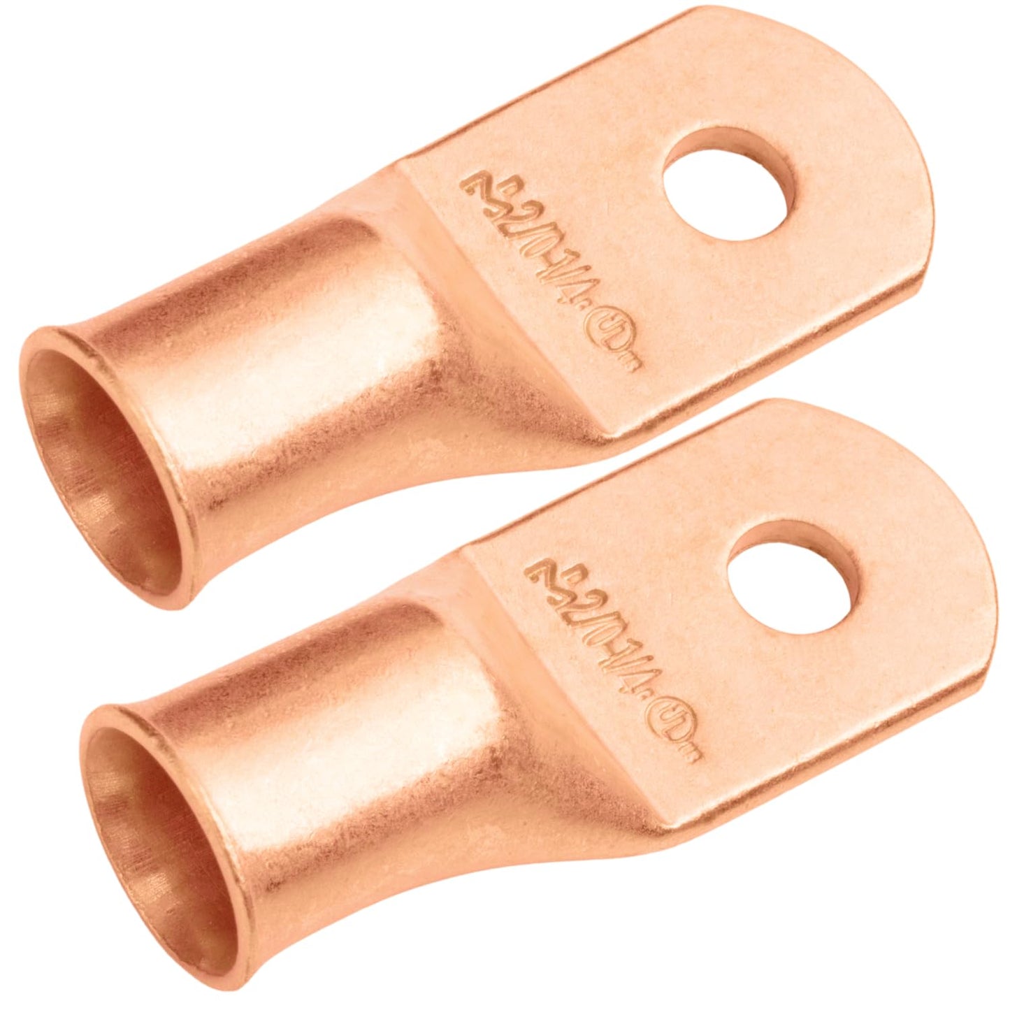 2/0 AWG (00 Gauge) 1/4" Stud, Bare Copper Battery Cable Ends, Wire Lugs, Heavy Duty, MD2014U