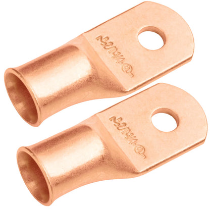 2/0 AWG (00 Gauge) 1/4" Stud, Bare Copper Battery Cable Ends, Wire Lugs, Heavy Duty, MD2014U