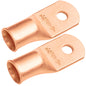 2/0 AWG (00 Gauge) 1/4" Stud, Bare Copper Battery Cable Ends, Wire Lugs, Heavy Duty, MD2014U
