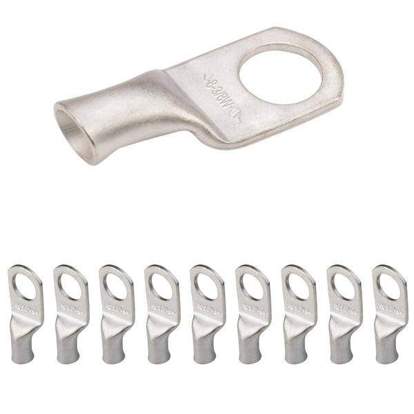 8 AWG (8 Gauge) 3/8" Stud, Tinned Copper Battery Cable Ends, Wire Lugs, Marine Grade, MD0838PW