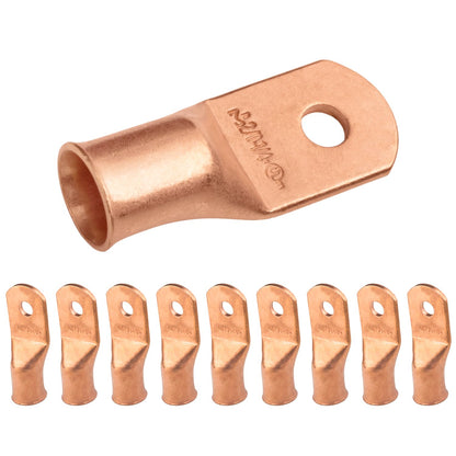 2/0 AWG (00 Gauge) 1/4" Stud, Bare Copper Battery Cable Ends, Wire Lugs, Heavy Duty, MD2014U