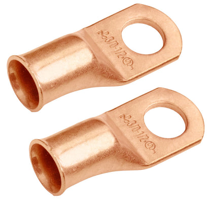 3/0 AWG (000 Gauge) 1/2" Stud, Bare Copper Battery Cable Ends, Wire Lugs, Heavy Duty, MD3012U