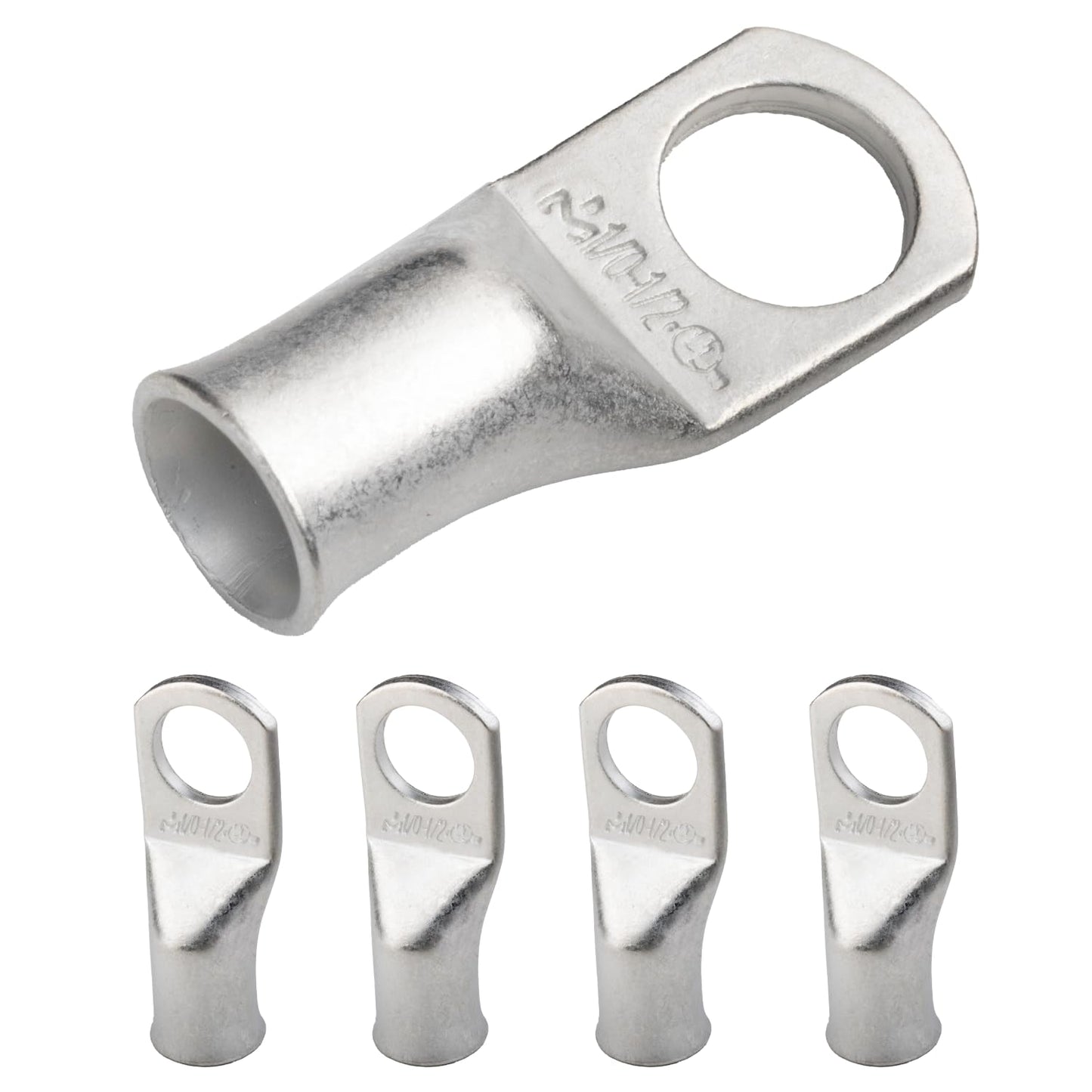 1/0 AWG (0 Gauge) 1/2" Stud, Tinned Copper Battery Cable Ends, Wire Lugs, Marine Grade, MD1012P