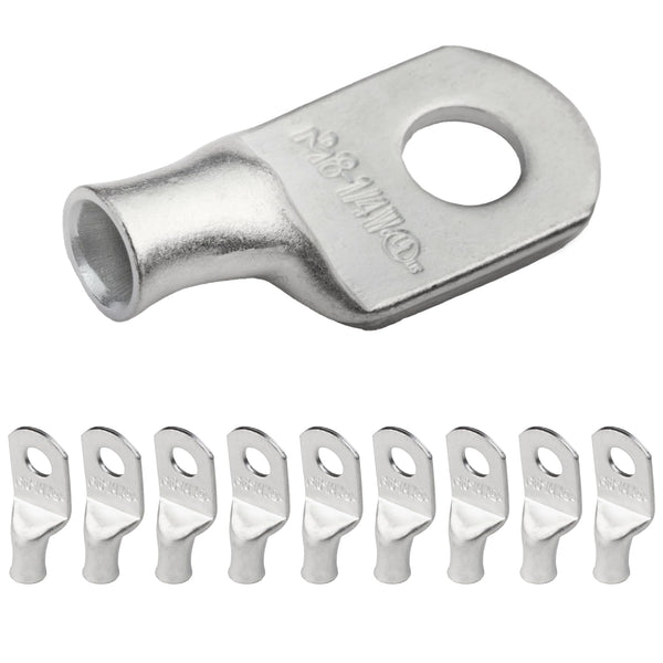 8 AWG (8 Gauge) 1/4" Stud, (Wide Pad) Tinned Copper Battery Cable Ends And  Wire Lugs