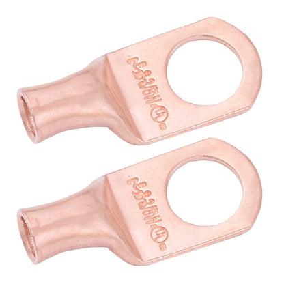 8 AWG (8 Gauge) 3/8" Stud, Bare Copper Battery Cable Ends, Wire Lugs, Heavy Duty, MD0838UW