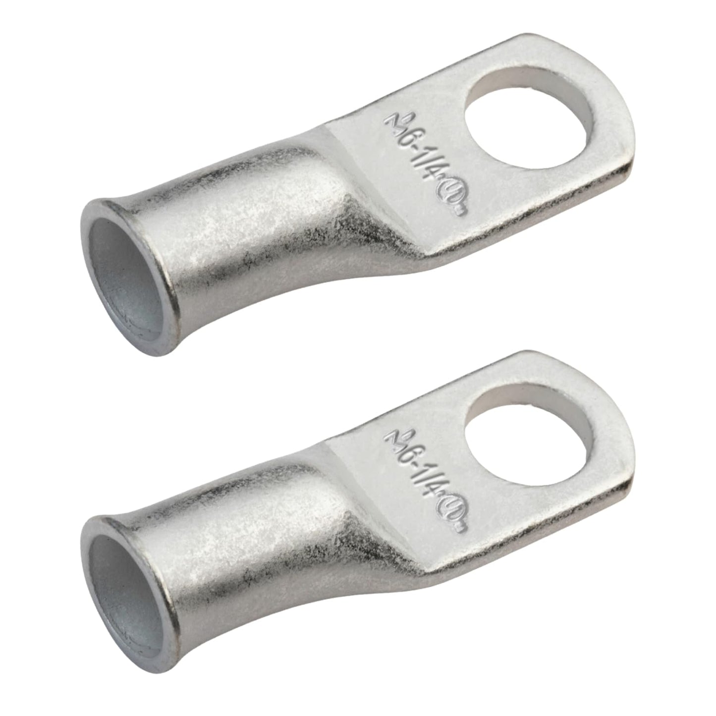 6 AWG (6 Gauge) 1/4" Stud, Tinned Copper Battery Cable Ends, Wire Lugs, Marine Grade, MD0614P