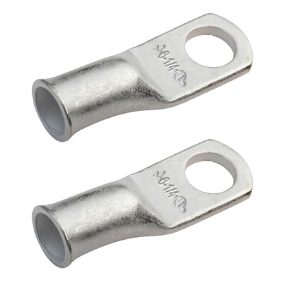6 AWG (6 Gauge) 1/4" Stud, Tinned Copper Battery Cable Ends, Wire Lugs, Marine Grade, MD0614P