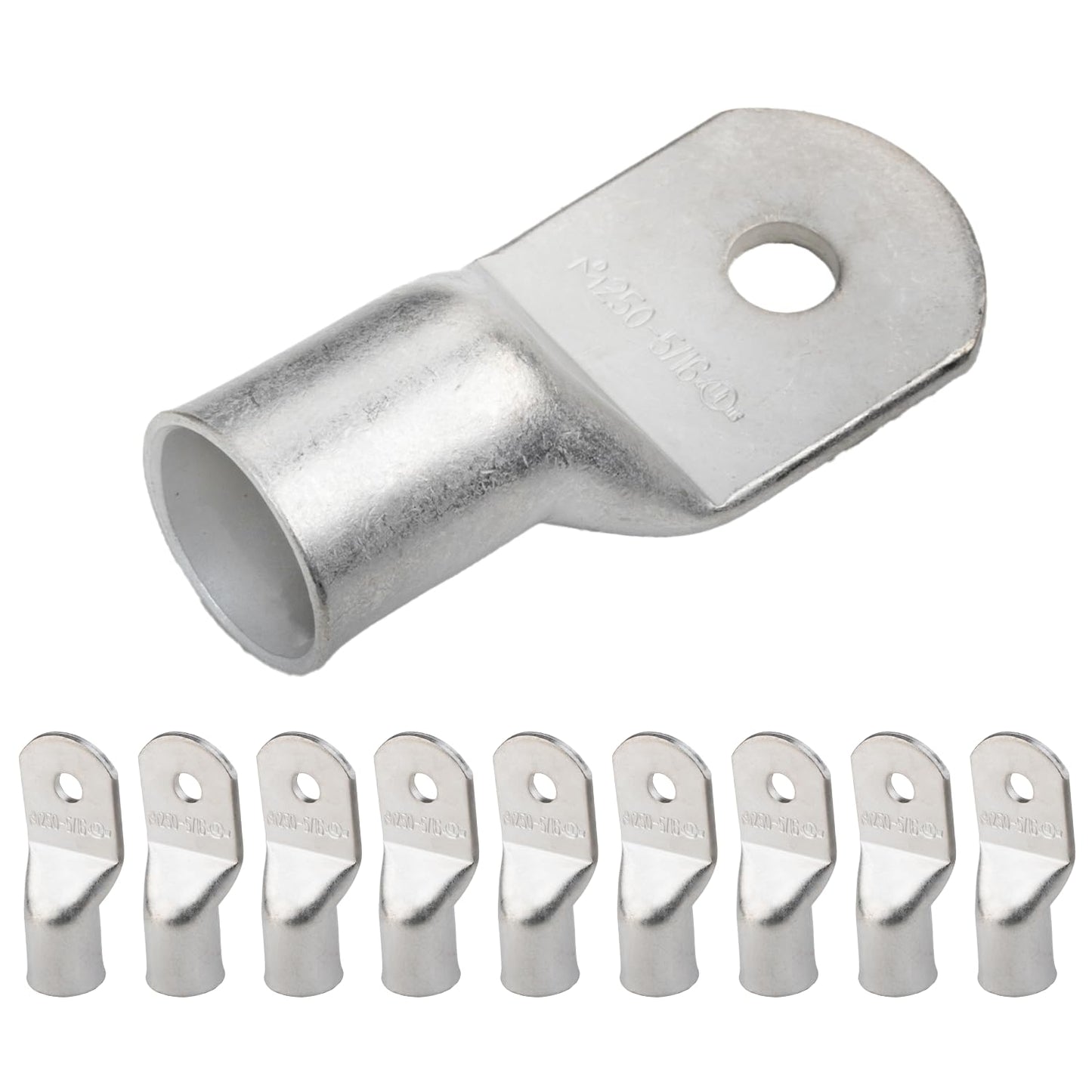 250 MCM, 5/16" Stud, Tinned Copper Battery Cable Ends, Wire Lugs, Marine Grade, MD25056P
