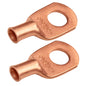 6 AWG (6 Gauge) 3/8" Stud, (Wide Pad) Bare Copper Battery Cable Ends, Wire Lugs, Heavy Duty, MD0638UX