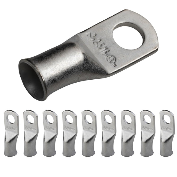 2 AWG (2 Gauge) 5/16" Stud, Tinned Copper Battery Cable Ends, Wire Lugs, Marine Grade, MD0256P