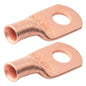 8 AWG (8 Gauge) 1/4" Stud, (Wide Pad) Bare Copper Battery Cable Ends, Wire Lugs, Heavy Duty, MD0814UW