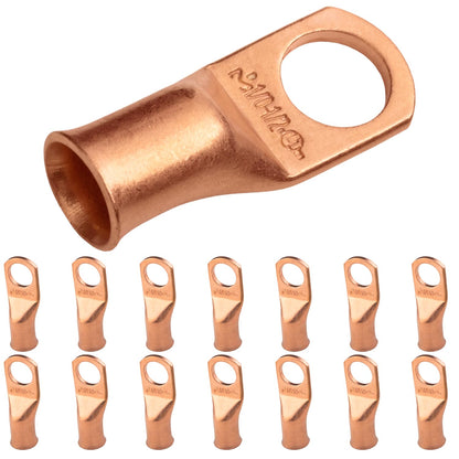 1/0 AWG (0 Gauge) 1/2" Stud, Bare Copper Battery Cable Ends, Wire Lugs, Heavy Duty, MD1012U