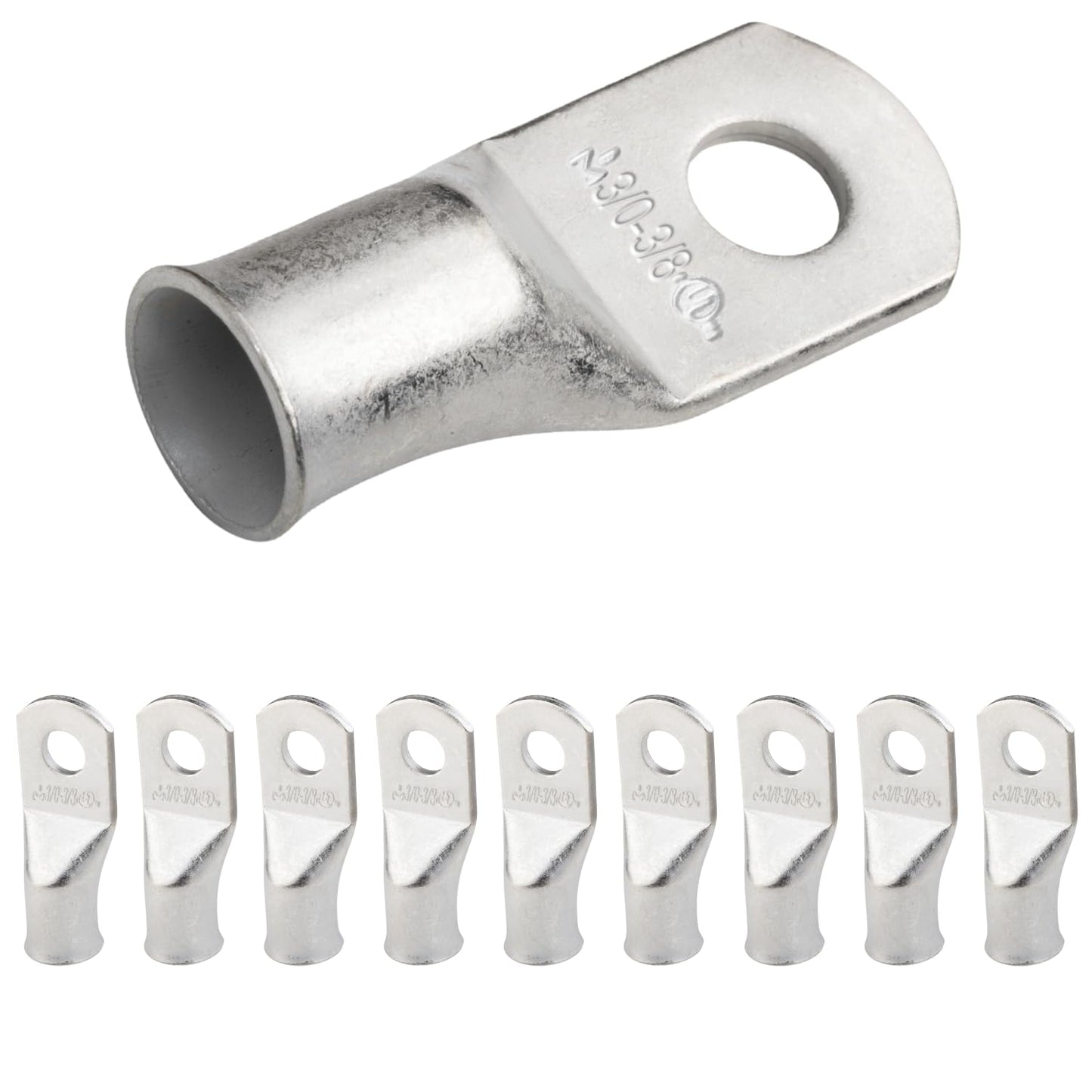 3/0 AWG (000 Gauge) 3/8" Stud, Tinned Copper Battery Cable Ends, Wire Lugs, Marine Grade, MD3038P