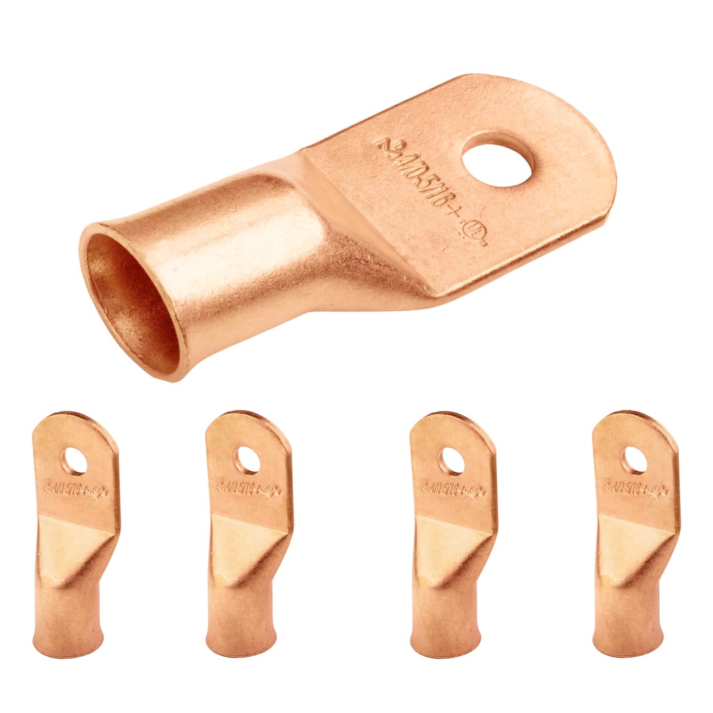 4/0 AWG (0000 Gauge) (XL), 5/16" Stud, Bare Copper Battery Cable Ends, Wire Lugs, Heavy Duty, MD4056UXL