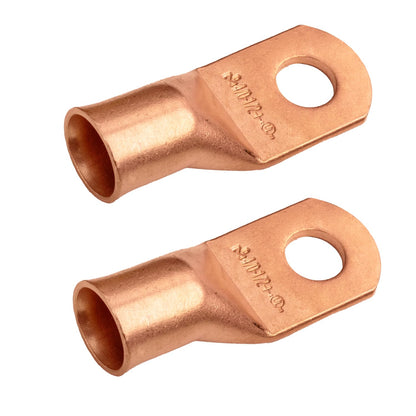 4/0 AWG (0000 Gauge) (XL), 1/2" Stud, Bare Copper Battery Cable Ends, Wire Lugs, Heavy Duty, MD4012UXL
