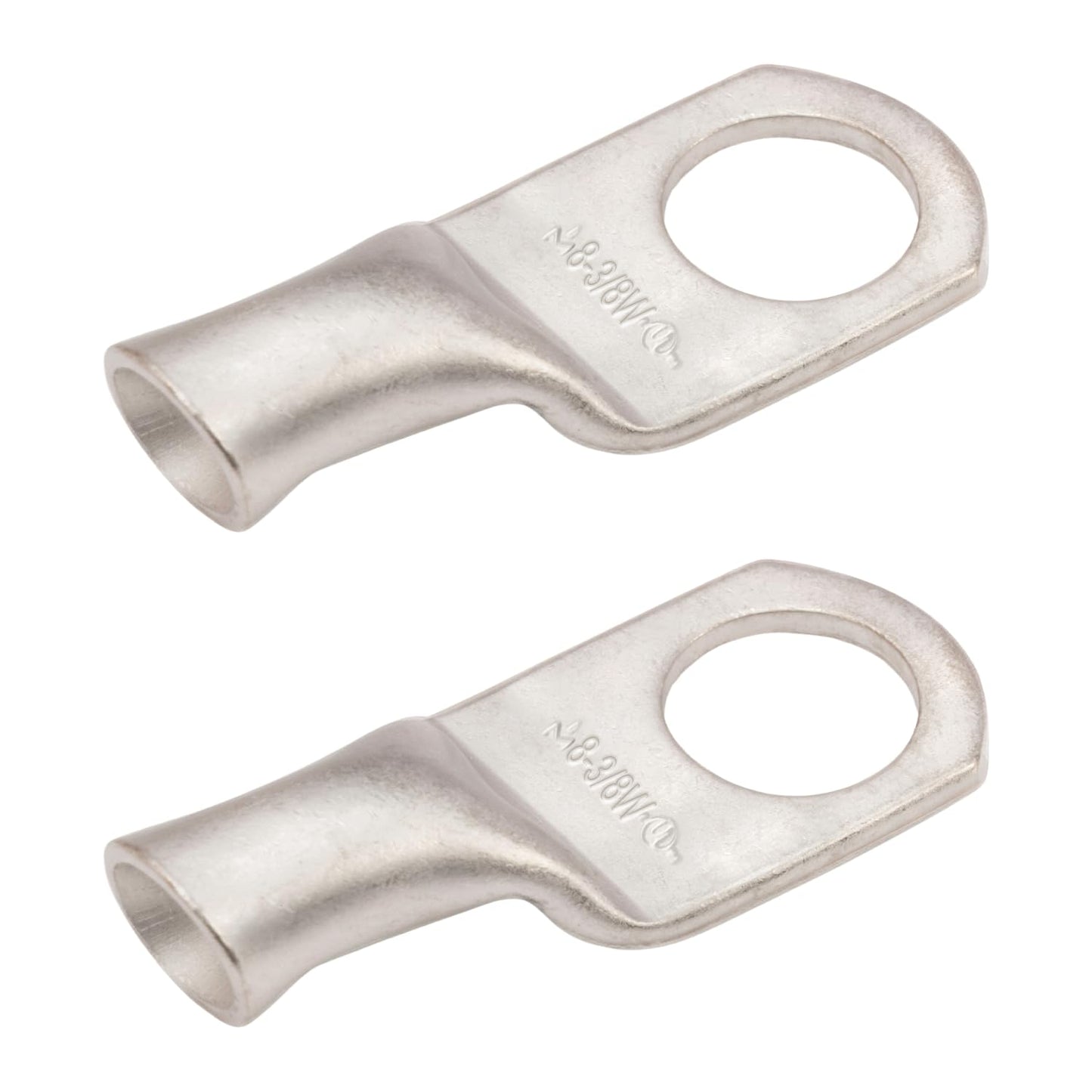 8 AWG (8 Gauge) 3/8" Stud, Tinned Copper Battery Cable Ends, Wire Lugs, Marine Grade, MD0838PW