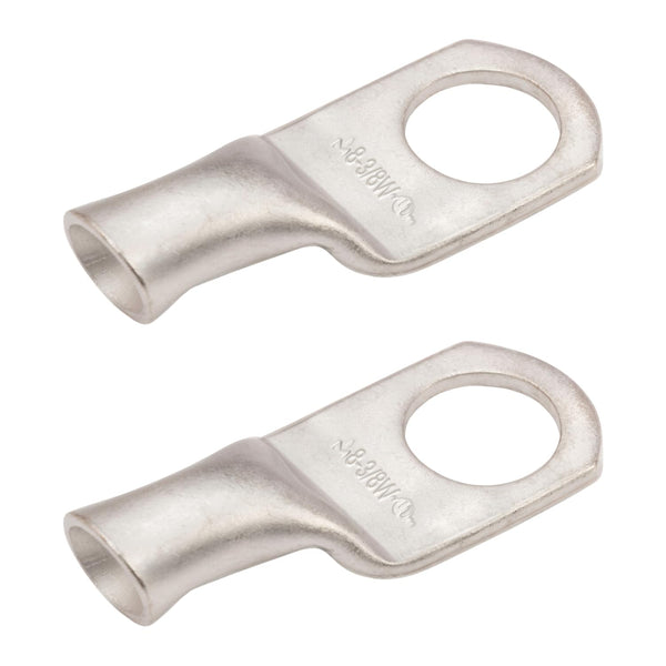 8 AWG (8 Gauge) 3/8" Stud, Tinned Copper Battery Cable Ends, Wire Lugs, Marine Grade, MD0838PW