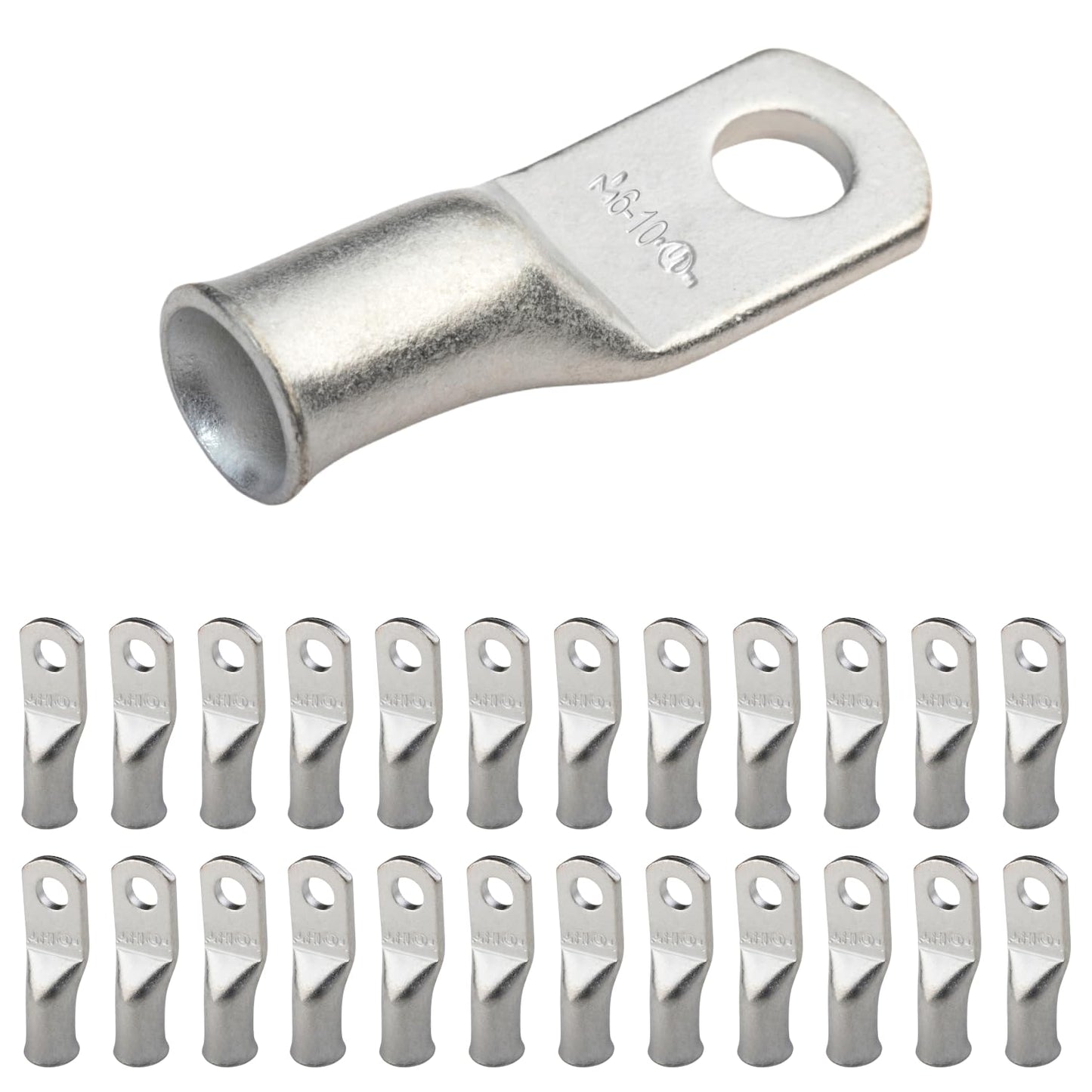 6 AWG (6 Gauge) #10 Stud, Tinned Copper Battery Cable Ends, Wire Lugs, Marine Grade, MD0610P