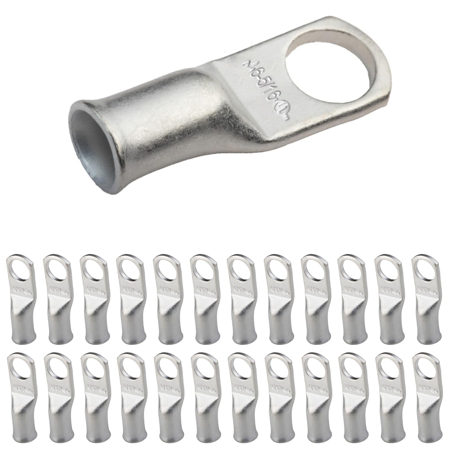 6 AWG (6 Gauge) 5/16" Stud, Tinned Copper Battery Cable Ends, Wire Lugs, Marine Grade, MD0656P