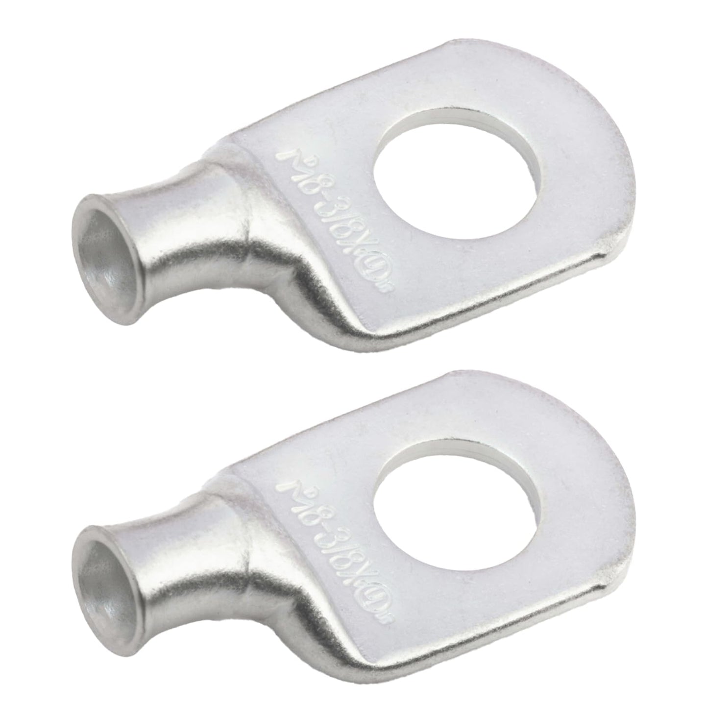 8 AWG (8 Gauge) 3/8" Stud, (Wide Pad) Tinned Copper Battery Cable Ends, Wire Lugs, Marine Grade, MD0838PX
