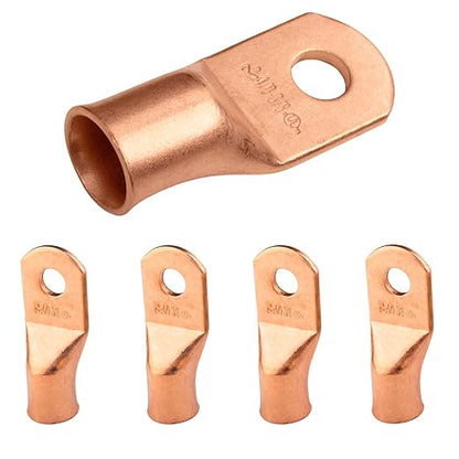 4/0 AWG (0000 Gauge) 3/8" Stud, Bare Copper Battery Cable Ends, Wire Lugs, Heavy Duty, MD4038U
