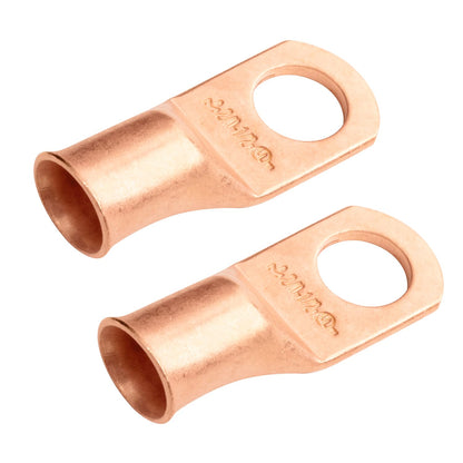 2/0 AWG (00 Gauge) 1/2" Stud, Bare Copper Battery Cable Ends, Wire Lugs, Heavy Duty, MD2012U