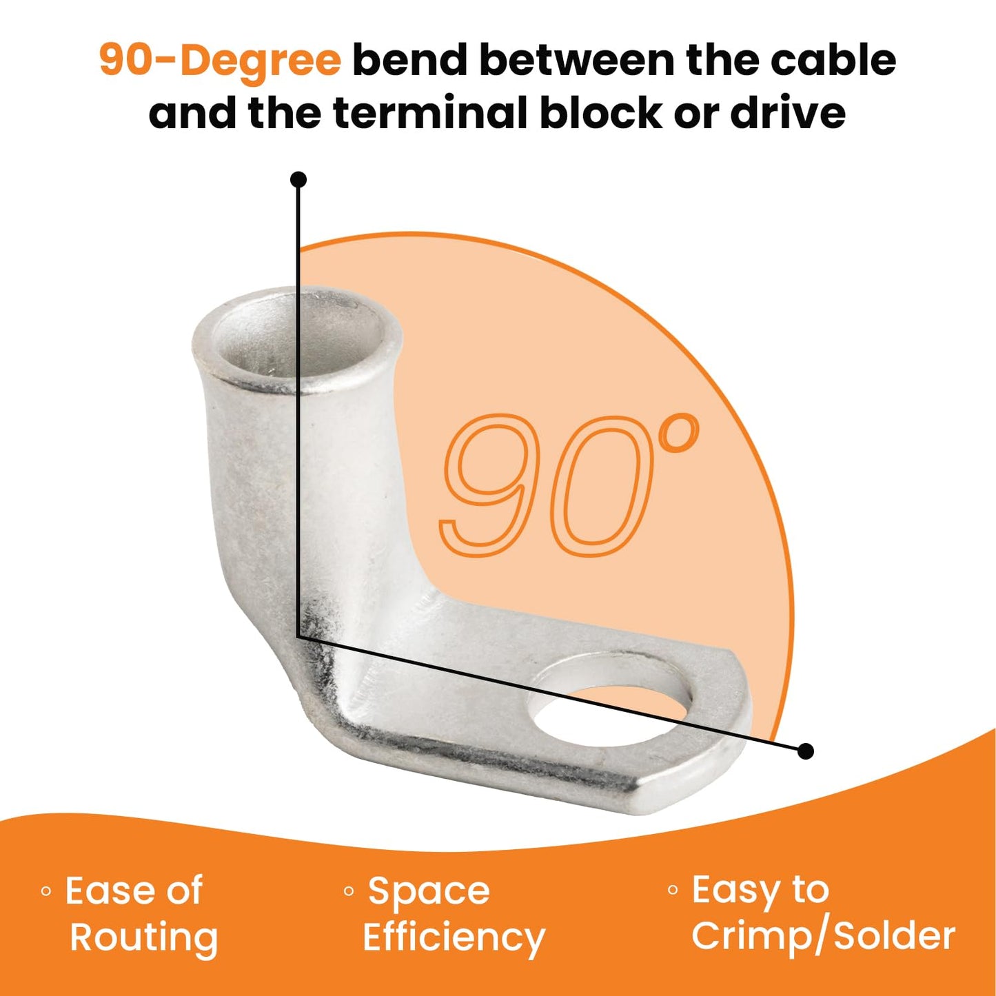 4 AWG 5/16" Stud 90 Degree Bent Battery Lugs - 10pcs - Ring Terminal Connectors with 12pcs 3:1 Black & Red 1/2" Heat Shrink Tubing - Heavy Duty Battery Cable Ends - Tinned Copper Wire Connector Kit
