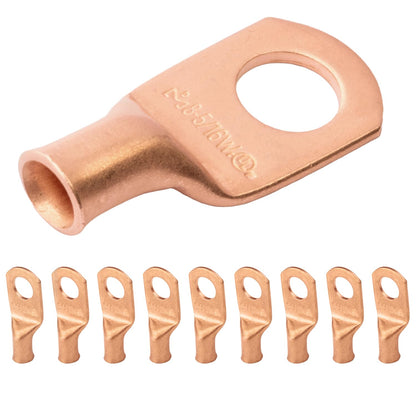 8 AWG (8 Gauge) 5/16" Stud, (Wide Pad) Bare Copper Battery Cable Ends, Wire Lugs, Heavy Duty, MD0856UW