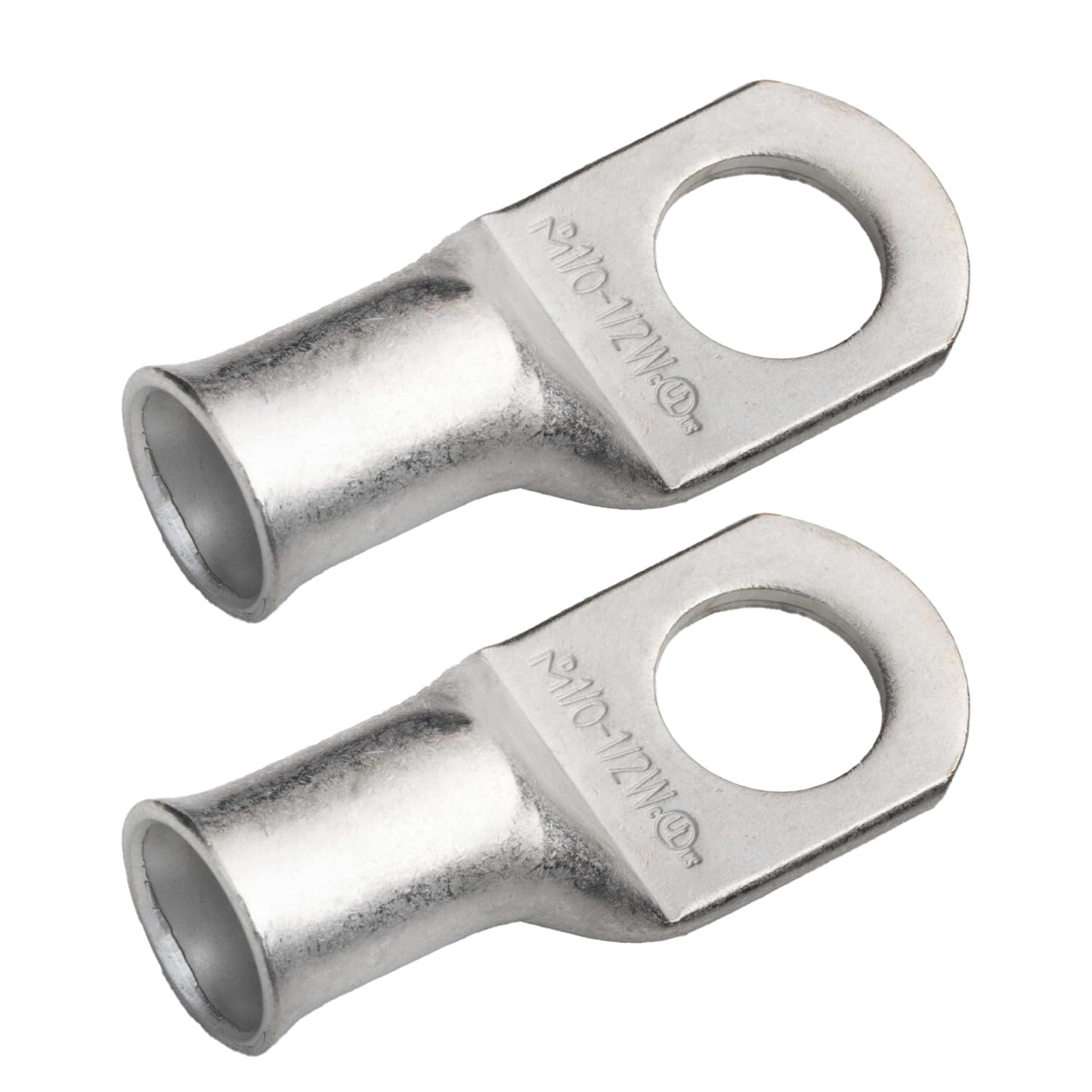 1/0 AWG (0 Gauge) 1/2" Stud, (Wide Pad) Tinned Copper Battery Cable Ends, Wire Lugs, Marine Grade, MD1012PW