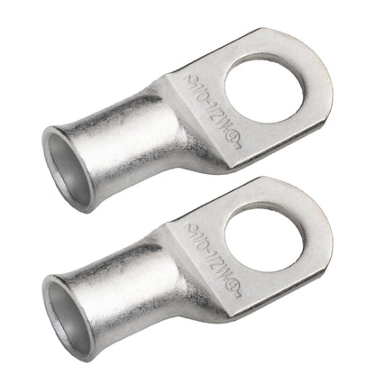 1/0 AWG (0 Gauge) 1/2" Stud, (Wide Pad) Tinned Copper Battery Cable Ends, Wire Lugs, Marine Grade, MD1012PW