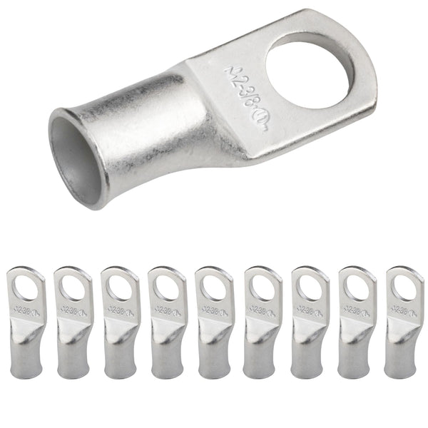 2 AWG (2 Gauge) 3/8" Stud, Tinned Copper Battery Cable Ends, Wire Lugs, Marine Grade, MD0238P