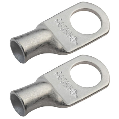 6 AWG (6 Gauge) 3/8" Stud, Tinned Copper Battery Cable Ends, Wire Lugs, Marine Grade, MD0638PW