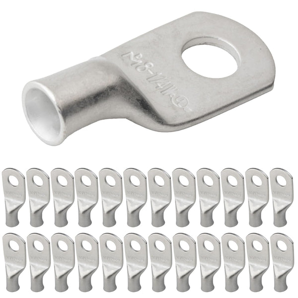 8 AWG (8 Gauge) 1/4" Stud, Tinned Copper Battery Cable Ends, Wire Lugs, Marine Grade, MD0814P