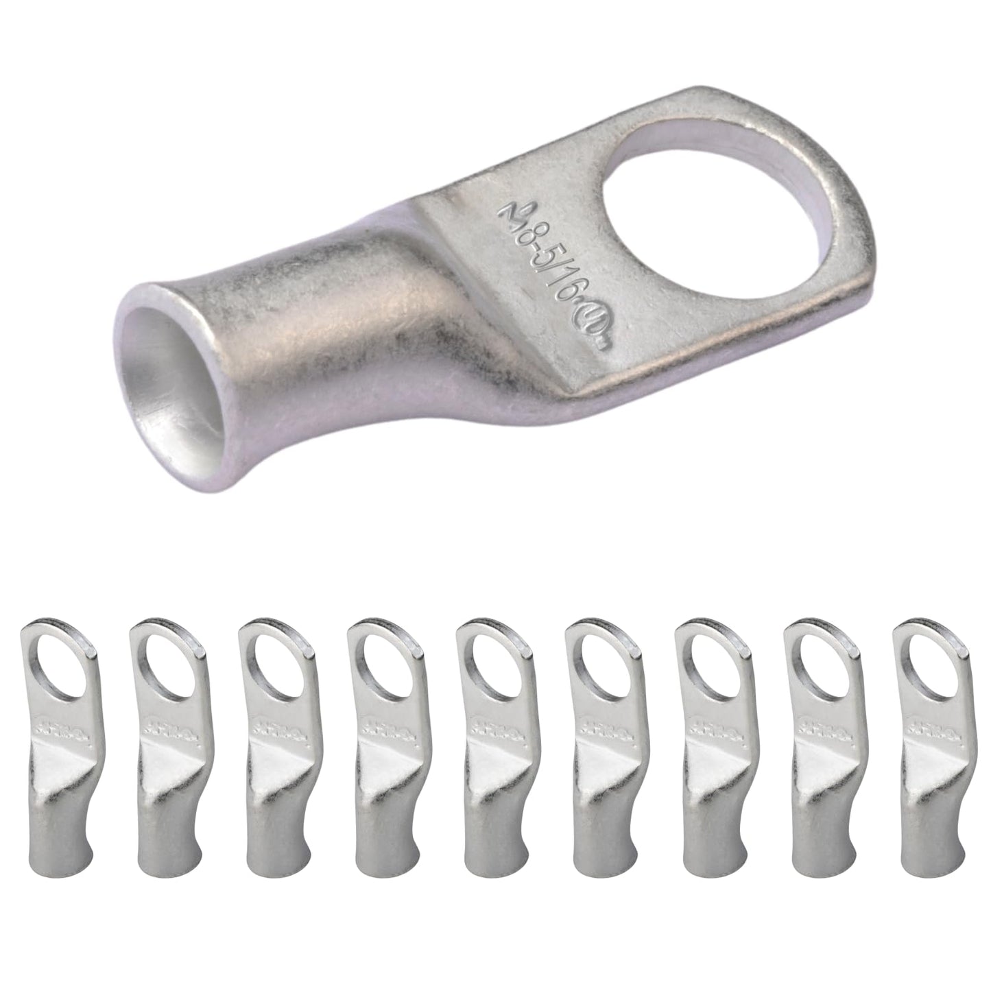 8 AWG (8 Gauge) 5/16" Stud, Tinned Copper Battery Cable Ends, Wire Lugs, Marine Grade, MD0856P