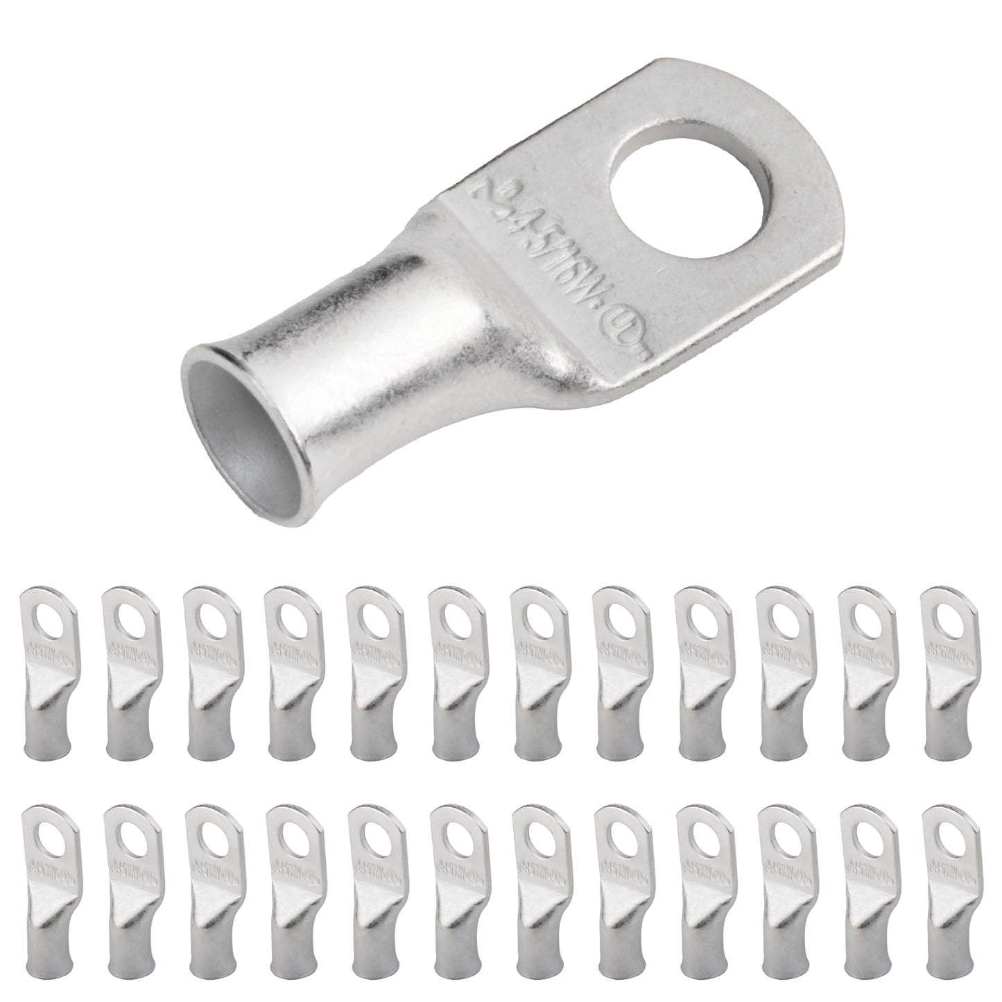 4 AWG (4 Gauge) 5/16" Stud, (Wide Pad) Tinned Copper Battery Cable Ends, Wire Lugs, Marine Grade, MD0456PW