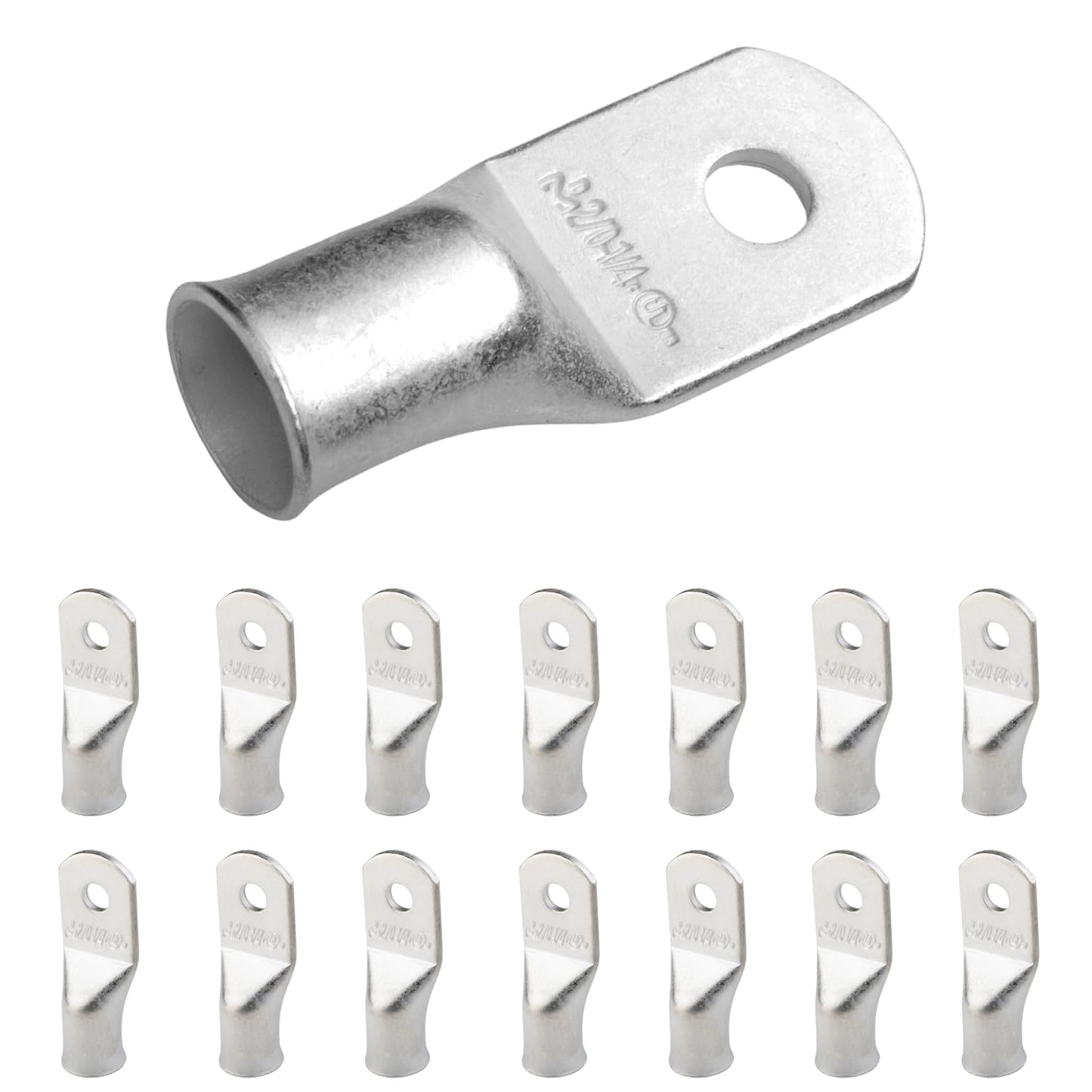 2/0 AWG (00 Gauge) 1/4" Stud, Tinned Copper Battery Cable Ends, Wire Lugs, Marine Grade, MD2014P