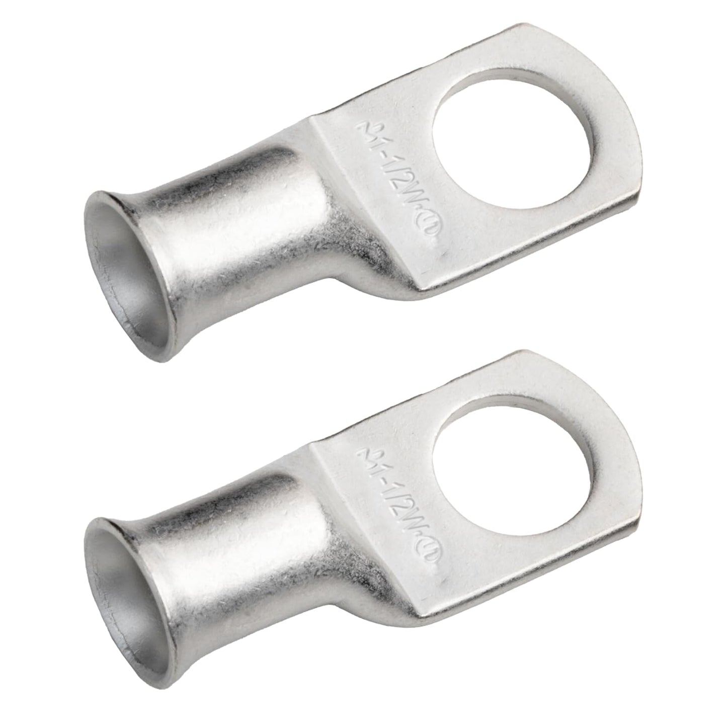 1AWG (1 Gauge) 1/2" Stud, Tinned Copper Battery Cable Ends, Wire Lugs, Marine Grade, MD0112PW