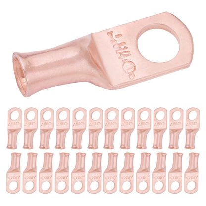 8 AWG (8 Gauge) 1/4" Stud, Bare Copper Battery Cable Ends, Wire Lugs, Heavy Duty, MD0814U