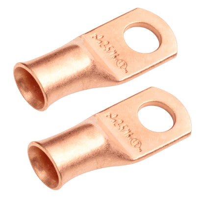 2 AWG (2 Gauge) 5/16" Stud, Bare Copper Battery Cable Ends, Wire Lugs, Heavy Duty, MD0256U