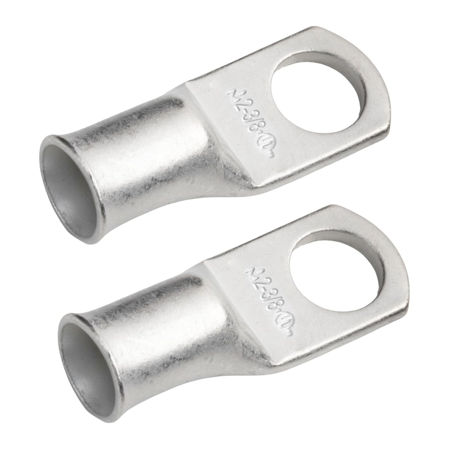 2 AWG (2 Gauge) 3/8" Stud, Tinned Copper Battery Cable Ends, Wire Lugs, Marine Grade, MD0238P