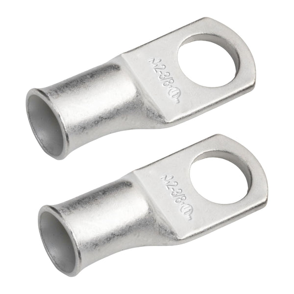2 AWG (2 Gauge) 3/8" Stud, Tinned Copper Battery Cable Ends, Wire Lugs, Marine Grade, MD0238P