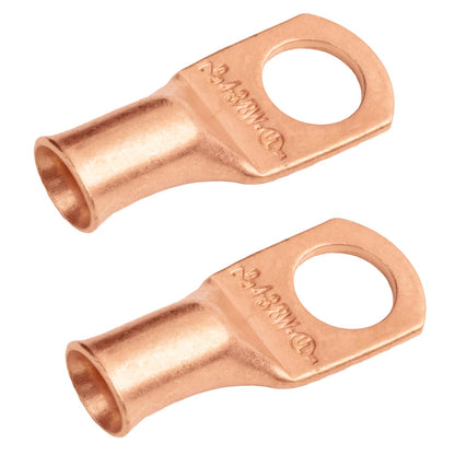 4 AWG (4 Gauge) 3/8" Stud, (Wide Pad) Bare Copper Battery Cable Ends, Wire Lugs, Heavy Duty, MD0438UW