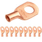 6 AWG (6 Gauge) 3/8" Stud, (Wide Pad) Bare Copper Battery Cable Ends, Wire Lugs, Heavy Duty, MD0638UX