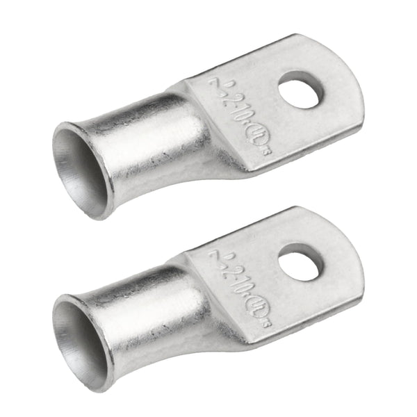 2 AWG (2 Gauge) #10 Stud, Tinned Copper Battery Cable Ends, Wire Lugs, Marine Grade, MD0210P