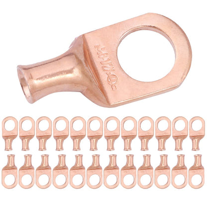 6 AWG (6 Gauge) 1/2" Stud, Bare Copper Battery Cable Ends, Wire Lugs, Heavy Duty, MD0612UX
