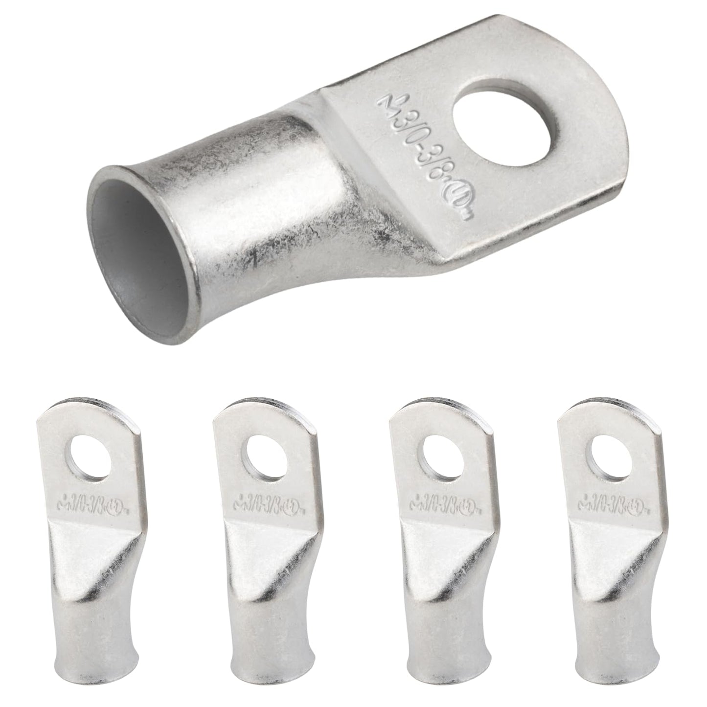 3/0 AWG (000 Gauge) 3/8" Stud, Tinned Copper Battery Cable Ends, Wire Lugs, Marine Grade, MD3038P