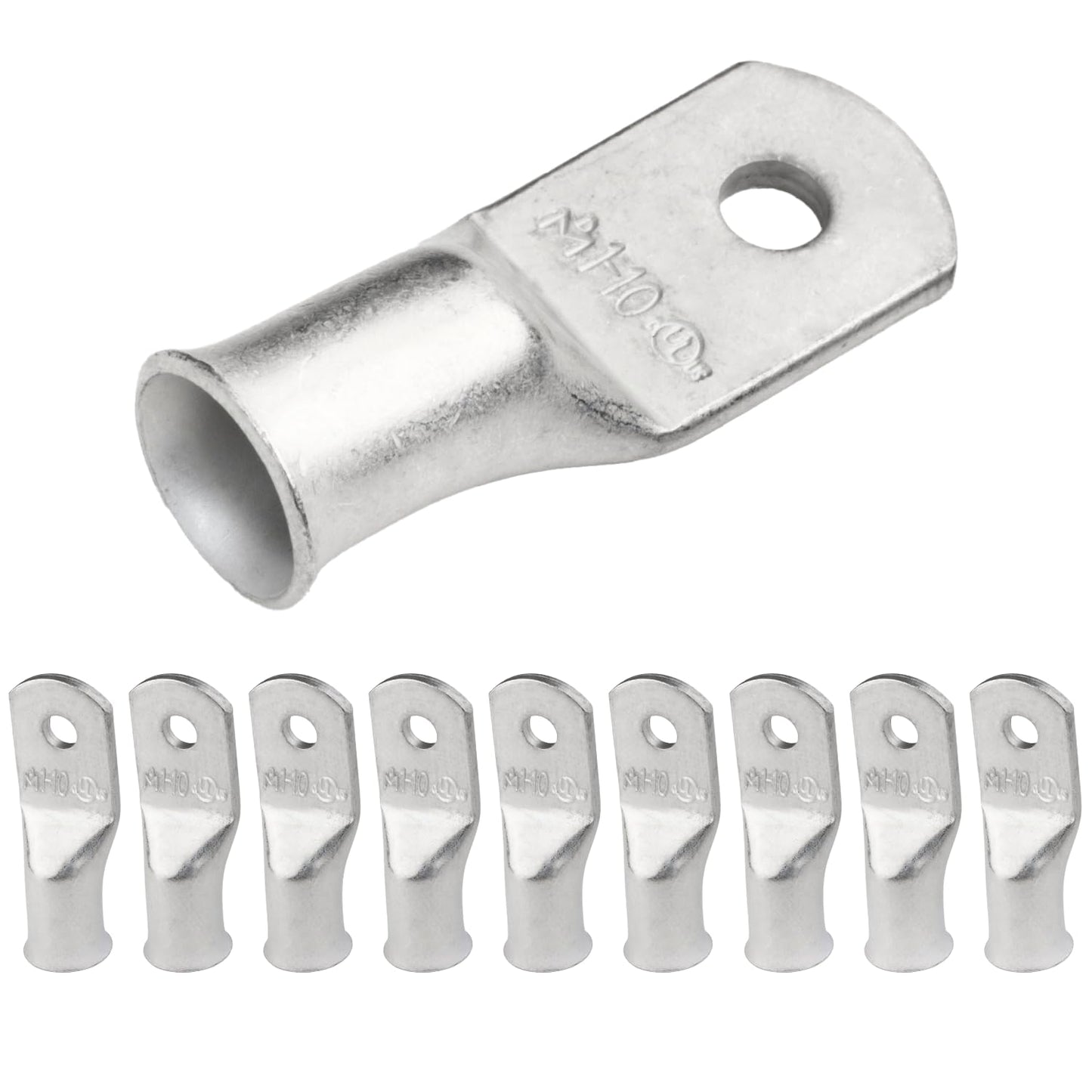1AWG (1 Gauge) #10 Stud, Tinned Copper Battery Cable Ends, Wire Lugs, Marine Grade, MD0110P