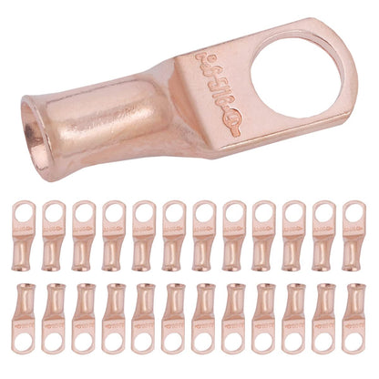 6 AWG (6 Gauge) 5/16" Stud, Bare Copper Battery Cable Ends, Wire Lugs, Heavy Duty, MD0656U